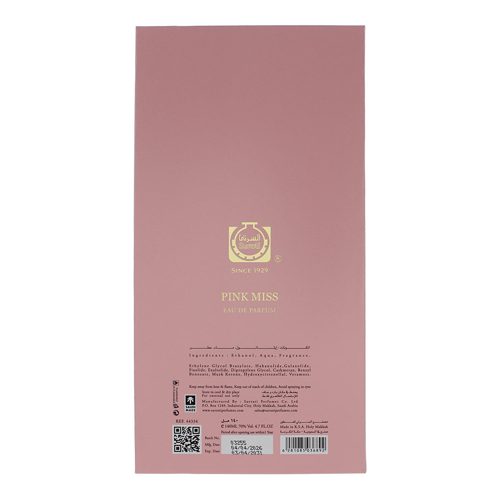Surrati Pink Miss Eau De Parfum 140ml Spray